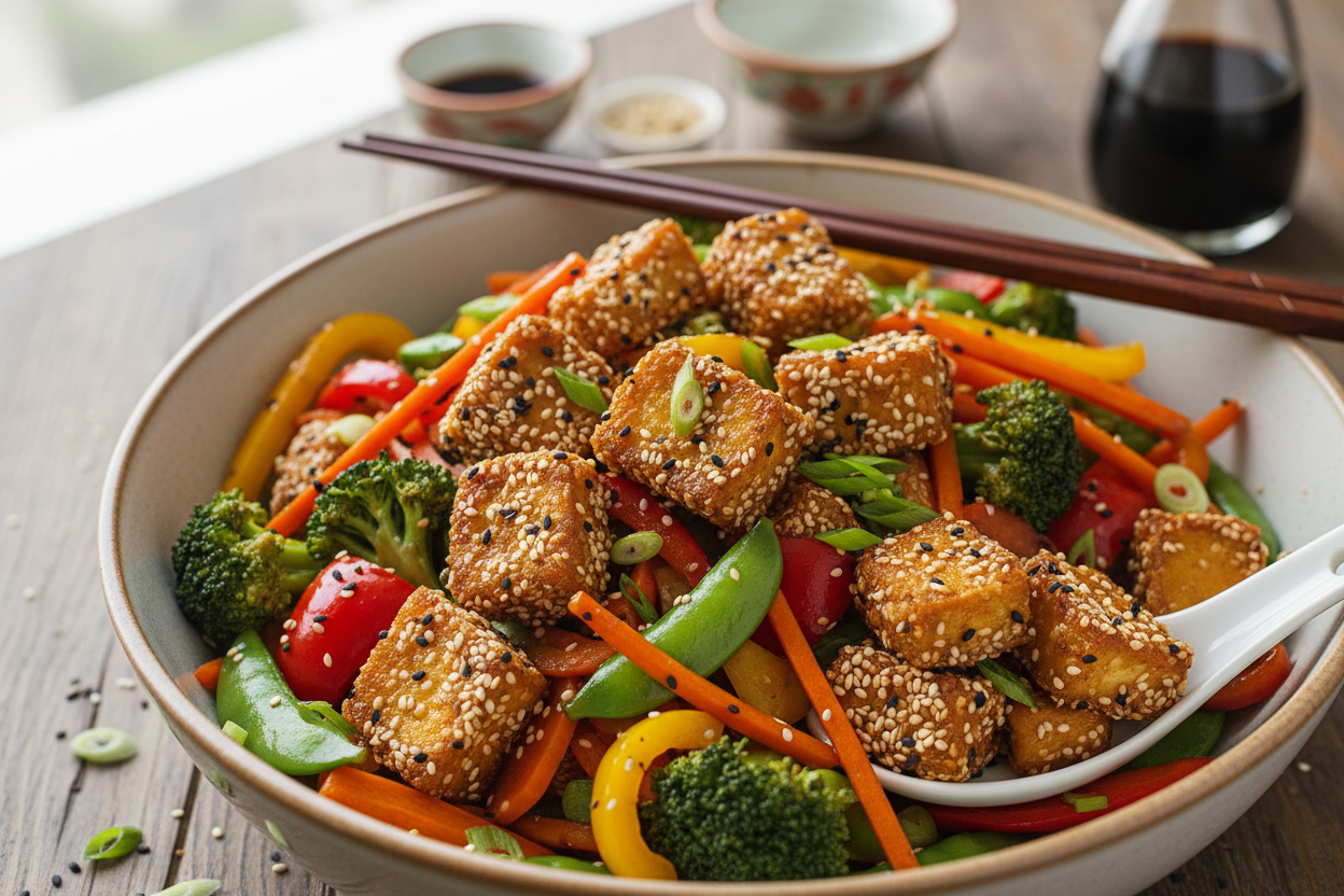 Crispy Sesame Tofu Stir-Fry